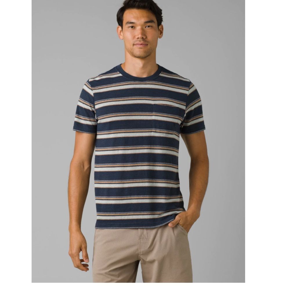 Prana Cardiff short sleeves shirt with chest pocket Nautical Stripe size small